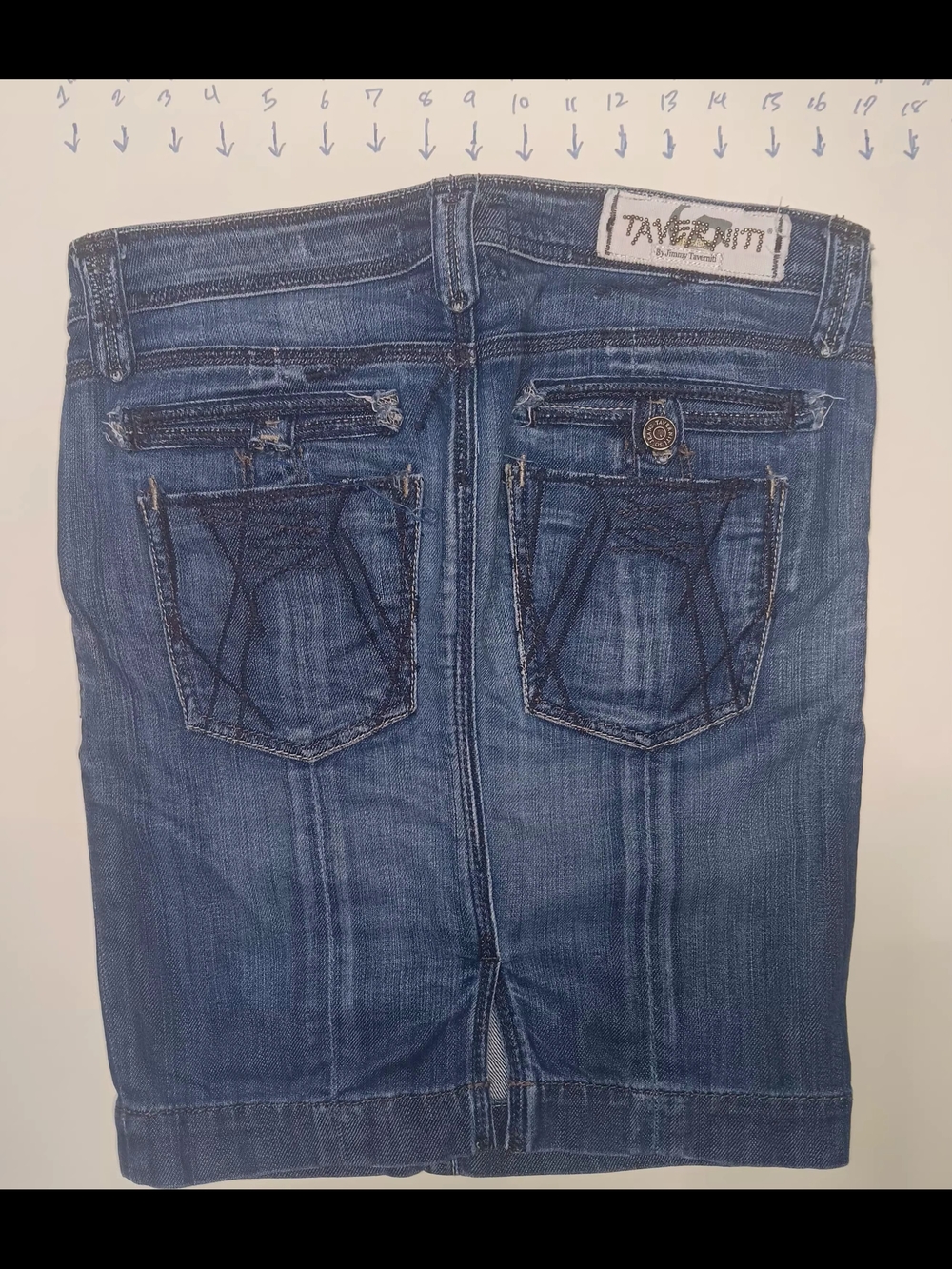 Taverniti So Jeans Blue Distressed Denim Pencil Skirt